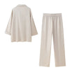 Ensemble lounge femme 2 pièces - haut en soie et pantalon blanc contemporain