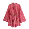 Robe chemise femme - design floral rose avec dos ouvert pour sorties décontractées - tenue légère et élégante
