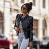 Veste en cuir pour femme - classique blouson en cuir noir pour un style tendance