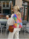 Gilet en tricot - pull ouvert aux couleurs vives pour femmes