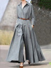 Robe chemise longue à manches longues - élégant gris pour des occasions smart casual - design flatteur, entretien facile