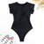 Maillot de bain noir - costume de bain à manches courtes avec volants pour femmes