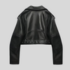 Veste en cuir pour femme style biker, cropped noir - manteau tendance décontracté & smart-casual