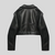 Veste en cuir pour femme style biker, cropped noir - manteau tendance décontracté & smart-casual