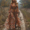 Robe maxi florale pour femme - tenue légère pour garden party avec des manches longues dans un style boho