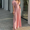 Robe de soirée femme - jumpsuit élégant avec manches bouffantes pour événements le soir - design large et tissu douillet