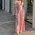 Robe de soirée femme - jumpsuit élégant avec manches bouffantes pour événements le soir - design large et tissu douillet