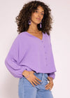 Blouse oversize lilas pour femme - style décontracté et coupe relax