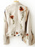 Veste en cuir pour femmes - design floral beige, tenue décontractée - motard chic brodé pour un style sans effort