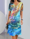 Robe chemise imprimée - élégante robe courte à manches courtes