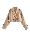 Manteau cropped pour femme - élégant manteau léger beige pour un look décontracté ou chic - un de l'extérieur pour toutes les occasions