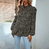 Blouse à fleurs avec volants pour femme - haut élégant à manches longues au motif floral intemporel