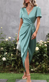 Robe élégante à manches ballons - robe femme bleu ciel