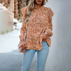 Blouse à fleurs avec volants pour femme - haut élégant à manches longues au motif floral intemporel