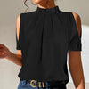 Blouse noire chic à épaules dénudées pour femmes - top en tissu doux pour occasions décontractées ou formelles