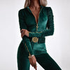 Jumpsuit en velours pour femmes - tenue élégante et décontractée à manches longues avec détail zippé