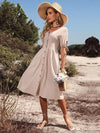 Robe midi à boutons pour femme - une pièce casual intemporelle au décolleté en v
