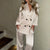 Ensemble lounge femme 2 pièces - haut en soie et pantalon blanc contemporain