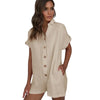 Combinaison décontractée pour femmes avec poches - playsuit à manches courtes polyvalent pour un look casual au quotidien
