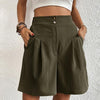 Shorts taille haute pour femmes - design chic plissé avec poches pour un look décontracté