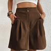Shorts taille haute pour femmes - design chic plissé avec poches pour un look décontracté