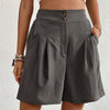 Shorts taille haute pour femmes - design chic plissé avec poches pour un look décontracté