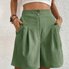 Shorts taille haute pour femmes - design chic plissé avec poches pour un look décontracté