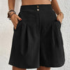 Shorts taille haute pour femmes - design chic plissé avec poches pour un look décontracté