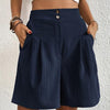 Shorts taille haute pour femmes - design chic plissé avec poches pour un look décontracté