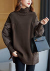 Pull turtleneck femme - jumper en patchwork tendance à coupe loose pour l'automne, chaleur et polyvalence