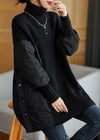 Pull turtleneck femme - jumper en patchwork tendance à coupe loose pour l'automne, chaleur et polyvalence