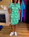 Robe chemise à manches courtes pour femme avec imprimé abstrait - tenue d'été décontractée, coupe relax