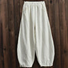 Pantalons larges pour femmes - bas en mélange de coton et lin pour le quotidien