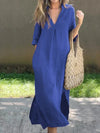 Robe chemise en lin pour femmes avec poches - élégante tenue d'été décontractée