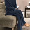 Ensemble de 2 pièces pour femmes - tenue de détente en maille côtelée pour la maison et les loisirs
