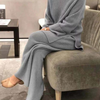Ensemble de 2 pièces pour femmes - tenue de détente en maille côtelée pour la maison et les loisirs