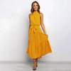 Robe maxi à pois pour femmes - décolleté dos élégant pour vos soirées