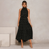 Robe maxi à pois pour femmes - décolleté dos élégant pour vos soirées