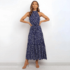 Robe maxi à pois pour femmes - décolleté dos élégant pour vos soirées