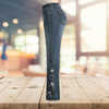 Jeans bootcut brodés de fleurs pour femmes - élégantes tendances denim bleu