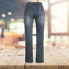 Jeans bootcut brodés de fleurs pour femmes - élégantes tendances denim bleu