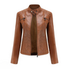 Veste en cuir pour femmes au design soigné - veste zippée chic avec des détails raffinés