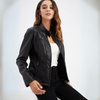Veste en cuir pour femmes au design soigné - veste zippée chic avec des détails raffinés