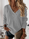 Pull en maille à col en v - tricot élégant pour femmes