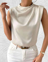 Blouse sans manches – blouse drapée sophistiquée pour femmes