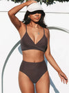 Ensemble de bikini taille haute à fleurs - maillot de bain femme en deux pièces