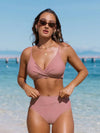 Ensemble de bikini taille haute à fleurs - maillot de bain femme en deux pièces