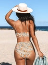 Ensemble de bikini taille haute à fleurs - maillot de bain femme en deux pièces