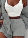 Ensemble de détente pour femmes en 2 pièces – haut en polaire douce et shorts pour la relaxation