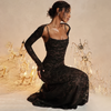 Robe maxi avec détails en dentelle - élégante robe longue pour femmes